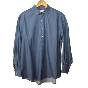 BEN SHERMAN | Tailored Slim Fit Blue‎ Dot Pattern Dress Shirt Mens 16, 32/33, 42